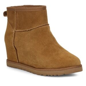 UGG CLASSIC FEMME MINI WOMEN BOOTS SUEDE CHESTNUT US 10/UK 8/EU 41 Cozy Chic